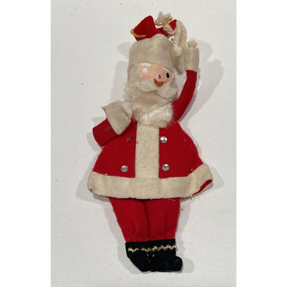 Antique Santa Paper Mache - Felt Composition Face - Handmade - 8”